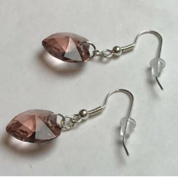 Swarovski Crystal Elements Heart Earrings Sterling - Picture 5 of 6